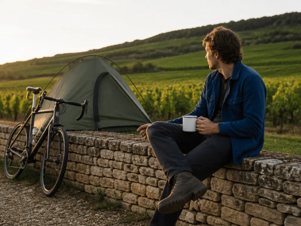 Camping avec vue satisfaisante sur les vignes et villages de Savigny-lès-Beaune